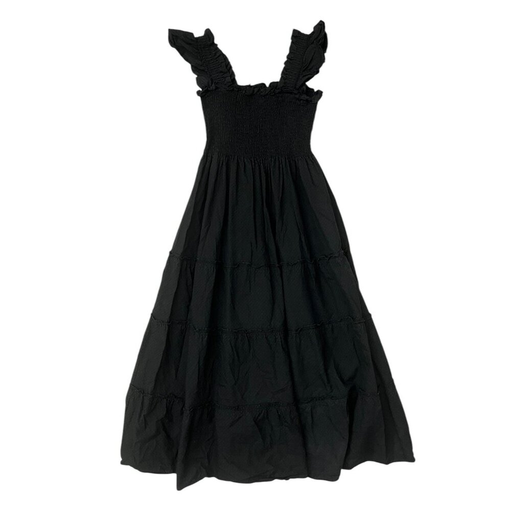 Hill House Ellie Nap Poplin Midi Dress Black Small Dark Romantic Whimsygoth